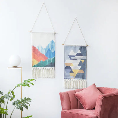 Decoración de Pared Tejida con Borlas