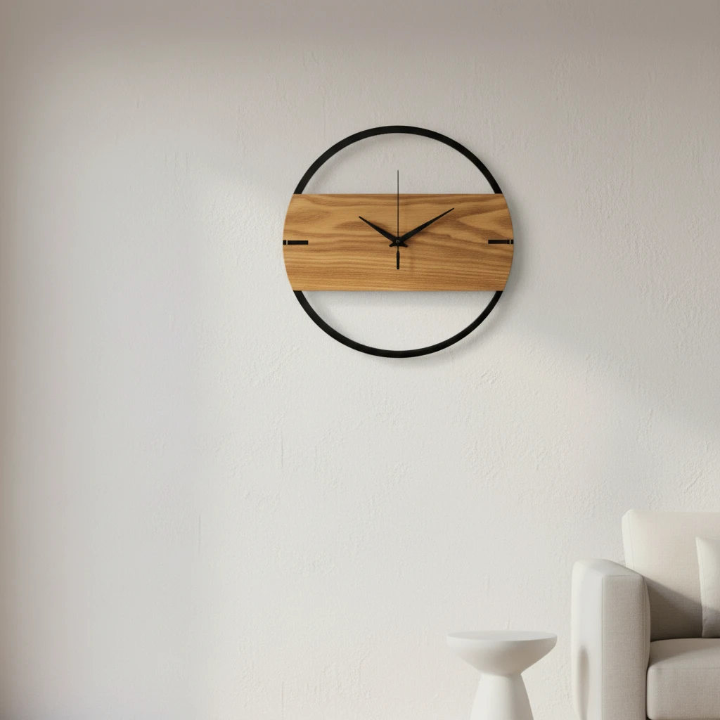 Reloj de Pared de Madera y Metal