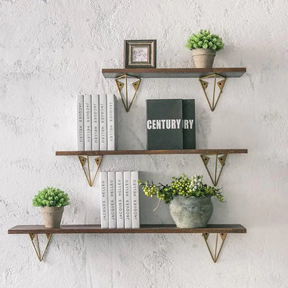 Rustic Iron and Wood Wall-Mounted Shelf Unit