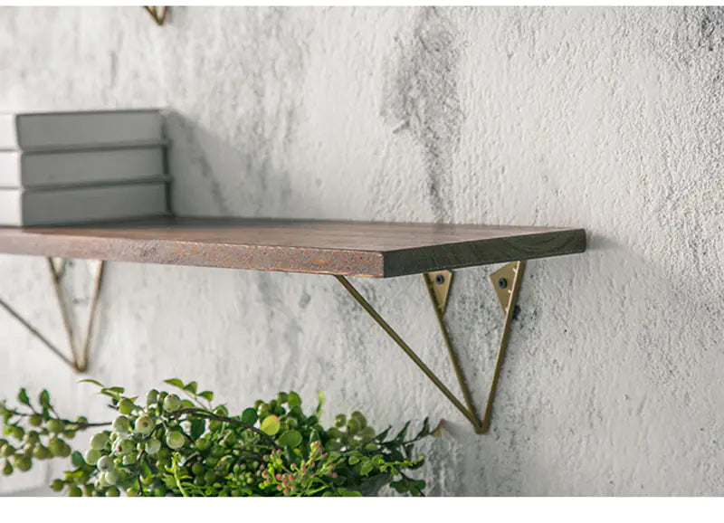 Rustic Iron and Wood Wall-Mounted Shelf Unit