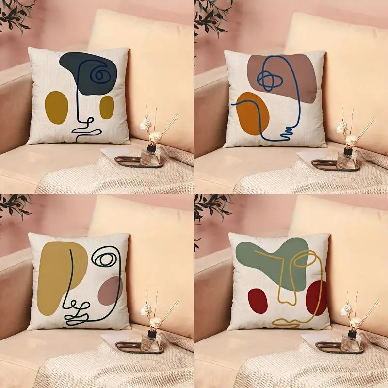 4 Pieces of Colored Linen Pillowcases