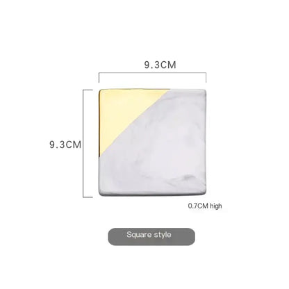 Marble Coaster Set with Geometric Gold Design