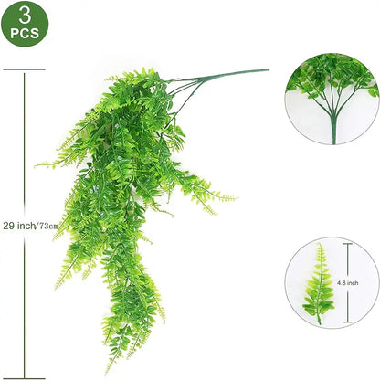 Artificial hanging Boston Fern plants