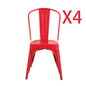 Iron Dining Chair Set in White, Black and Red (4 Pieces)