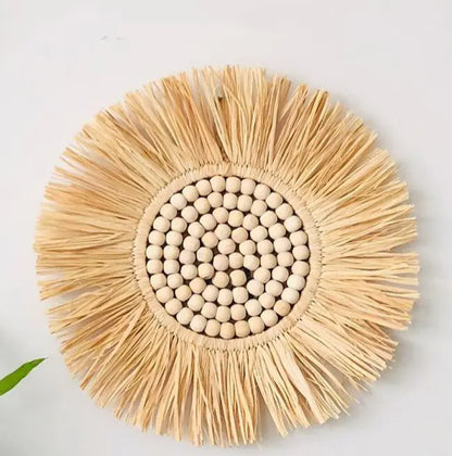 Moroccan Wooden Beaded Woven Mirror