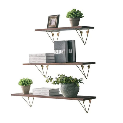 Rustic Iron and Wood Wall-Mounted Shelf Unit