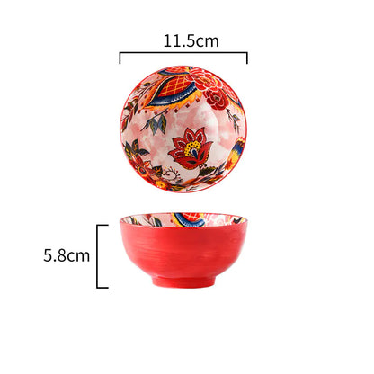 Set of Bowls and Plates of Painted Ceramic in Japanese Style