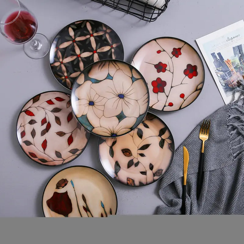 Hand-Painted Ceramic Plate with Flowers 