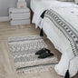 Moroccan Geometric Rug in Black and White with Fringe