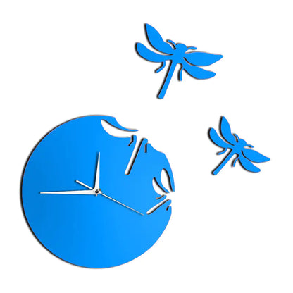 Acrylic Wall Clock with Dragonfly Design