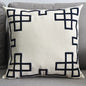 Embroidered Linen Cushion Cover with Geometric Design