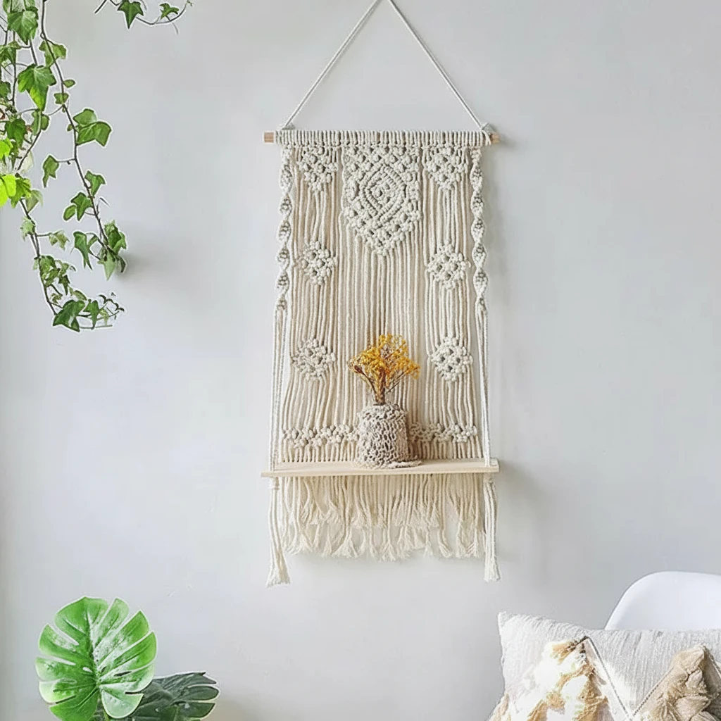 Bohemian Woven Tapestry Wall Shelf