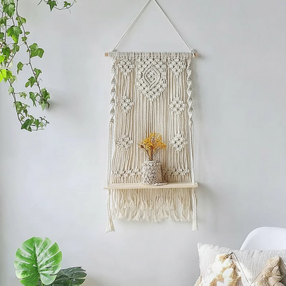 Bohemian Woven Tapestry Wall Shelf