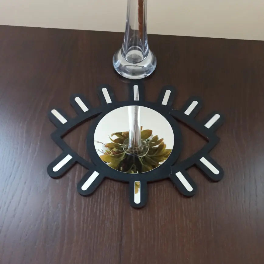 Nordic Wooden Eye-Shaped Wall Mirror for Room Decoration