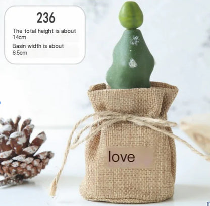 Mini Cactus en Maceta - Decoración Artificial para el Escritorio