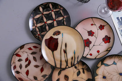 Hand-Painted Ceramic Plate with Flowers 