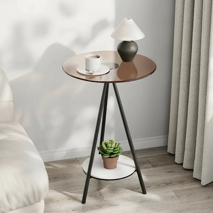 Iron Side Table with Double Layer of Glass
