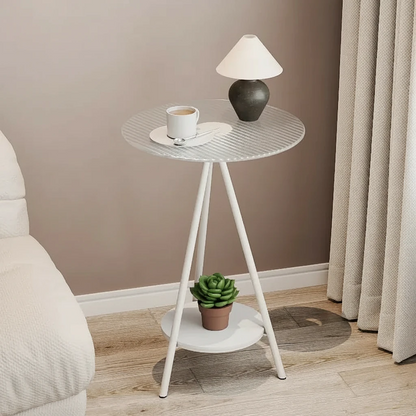Iron Side Table with Double Layer of Glass