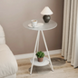 Iron Side Table with Double Layer of Glass