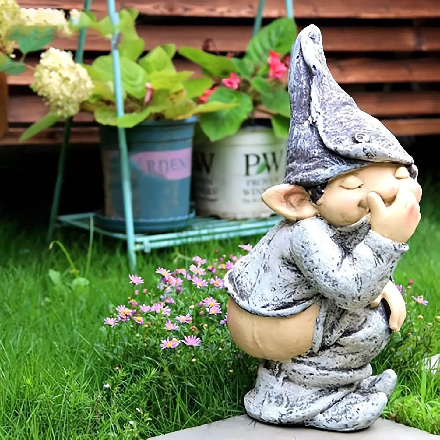 Mischievous Gnome Statue for Outdoor Garden