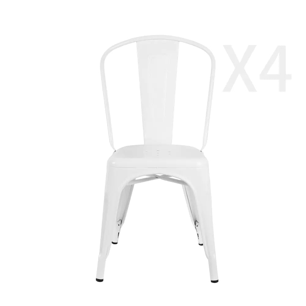 Iron Dining Chair Set in White, Black and Red (4 Pieces)