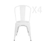 Iron Dining Chair Set in White, Black and Red (4 Pieces)