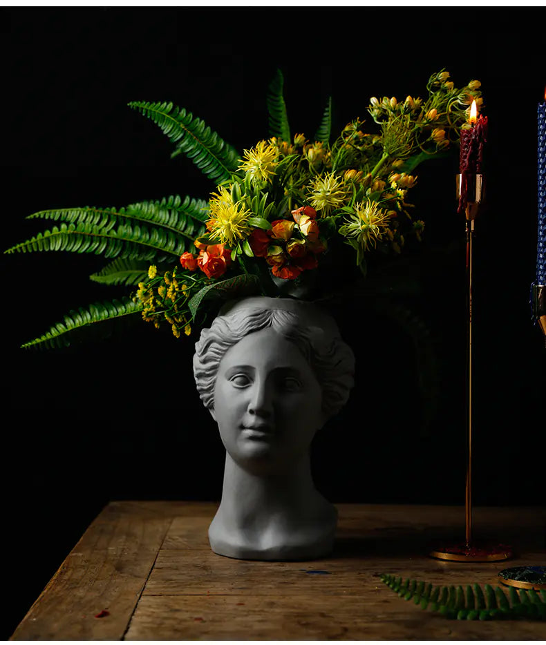 Ceramic Flowerpot and Vase Statue