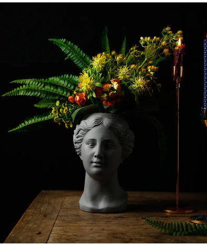 Ceramic Flowerpot and Vase Statue