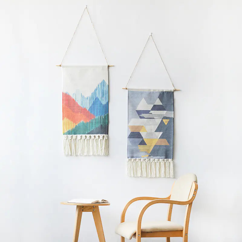 Decoración de Pared Tejida con Borlas