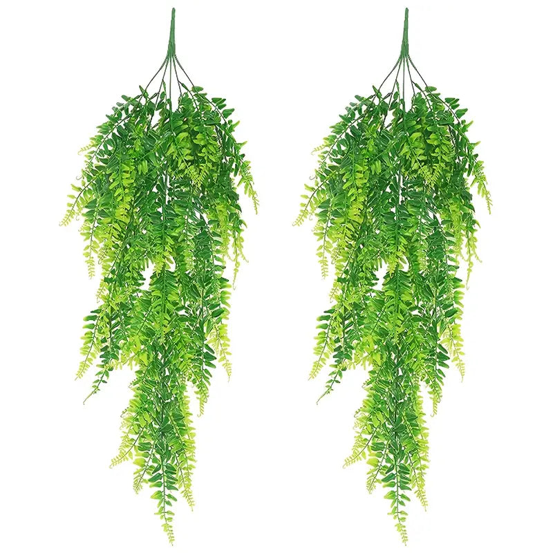 Artificial hanging Boston Fern plants