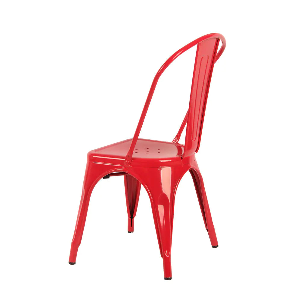 Iron Dining Chair Set in White, Black and Red (4 Pieces)