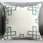 Embroidered Linen Cushion Cover with Geometric Design