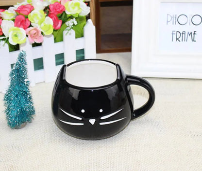 Taza Cerámica de Gato Blanco y Negro