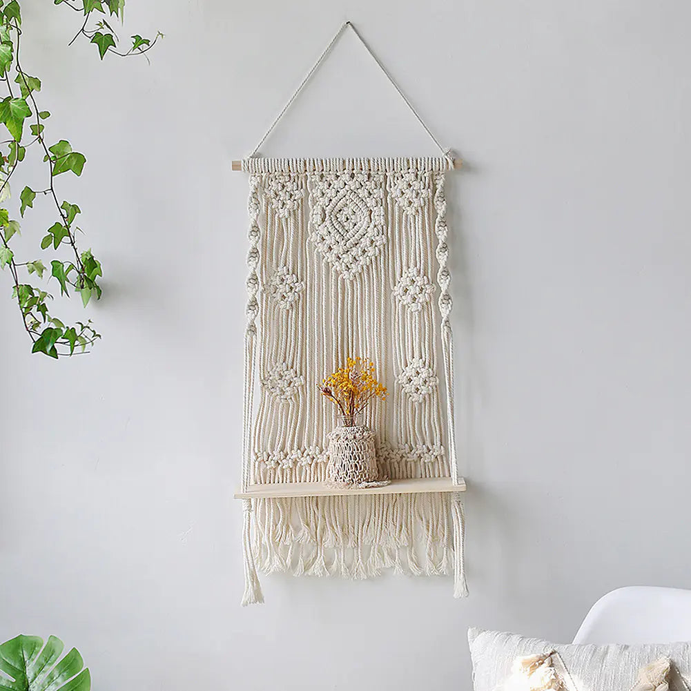 Bohemian Woven Tapestry Wall Shelf