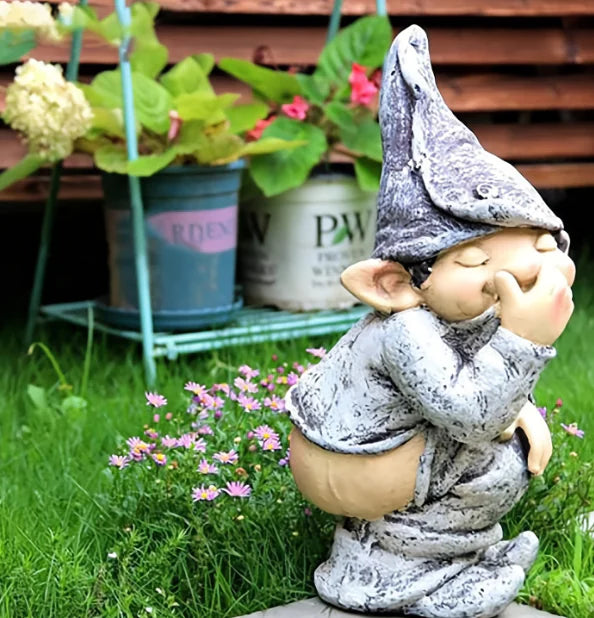 Mischievous Gnome Statue for Outdoor Garden