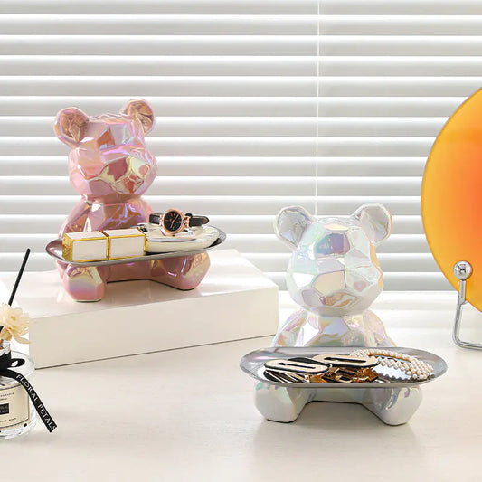 Colorful Electroplated Bear Desktop Decoration Tray